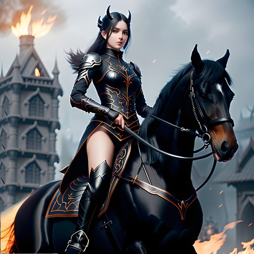 Image of Cosplay 050 – Mystical Girl Riding a Black Horse 2