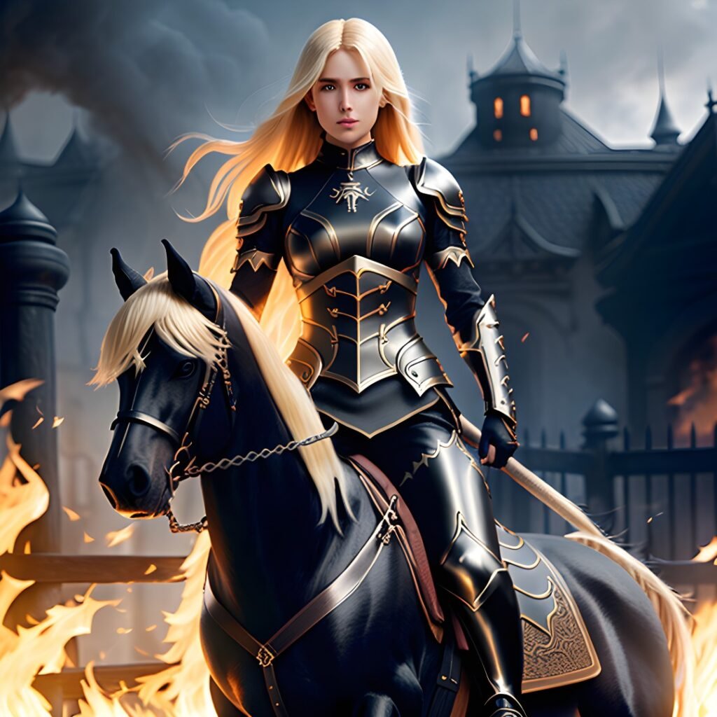 Image of Cosplay 052 – Mystical Girl Riding a Black Horse 4